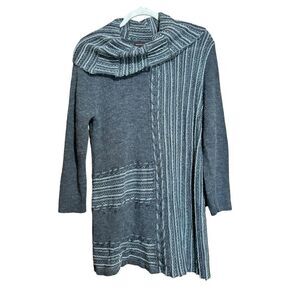 Multiples Tunic Sweater Large Multicolor Boho Chunky Off The Shoulder Pullover